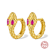 Snake Shape Real 18K Gold Plated 925 Sterling Sliver Micro Pave Cubic Zirconia Hoop Earrings DI7310-4-1