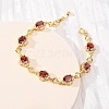 Heart & Oval Brass Micro Pave Cubic Zirconia Link Chain Bracelets for Women BJEW-A163-03G-02-3