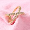 Adjustable Brass Micro Pave Clear Cubic Zirconia Cuff Rings RJEW-F101-17G-5