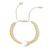 Brass & White Shell Heart Braided Bead Bracelets for Women HJ6484-2-1