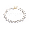 Electroplate Faceted Oval Glass Beaded Necklaces NJEW-JN02625-02-1