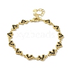 Rack Plating Brass Micro Pave Cubic Zirconia Heart Link Chain Bracelets for Women BJEW-P323-09G-2