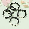 5Pcs 5 Style Natural Obsidian Chips Stretch Bracelets Set BJEW-JB09551-03-5