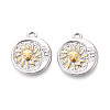 304 Stainless Steel Flat Round with Sun & Moon Pendants STAS-T073-74GP-1
