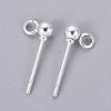 304 Stainless Steel Ball Stud Earrings Findings X-STAS-P227-17S-2