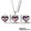 Brass Glass Heart Stud Earrings & Pendant Necklaces Sets for Women MH6858-3-1