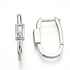 Brass Micro Pave Clear Cubic Zirconia Huggie Hoop Earring EJEW-T046-15P-NF-2