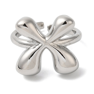 Initials Brass Open Cuff Ring for Women RJEW-N046-02X-P-1