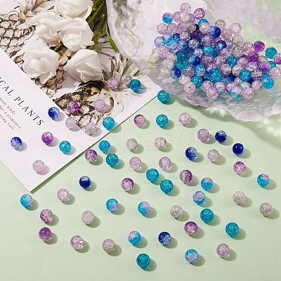 300Pcs 6 Colors Spray Painted Crackle Glass Beads CCG-SZ0001-11C-1