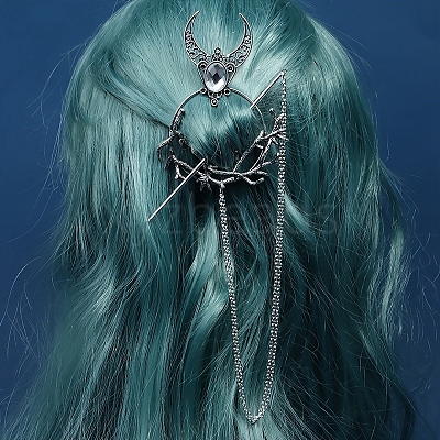 Gothic Witch Theme Branch Alloy Rhinestone Hair Cuff Pin LS-PW-WG49D80-02-1