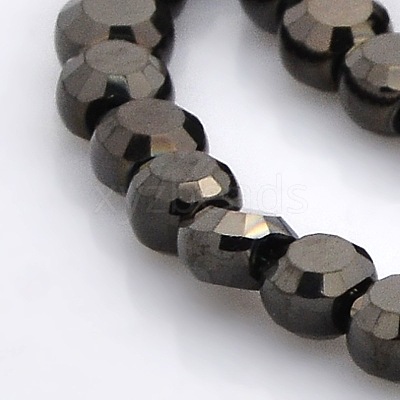 Full Black Plated Glass Faceted Flat Round Beads Strands EGLA-A033-4mm-FP03-1