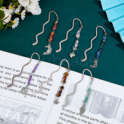 Alloy Wavy Bookmarks AJEW-DC00022-1