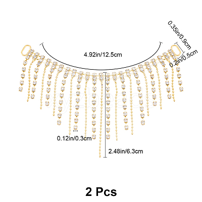 2Pcs Alloy & Glass Rhinestones Tassel Shoe Decoration Chain FIND-GF0005-26-1