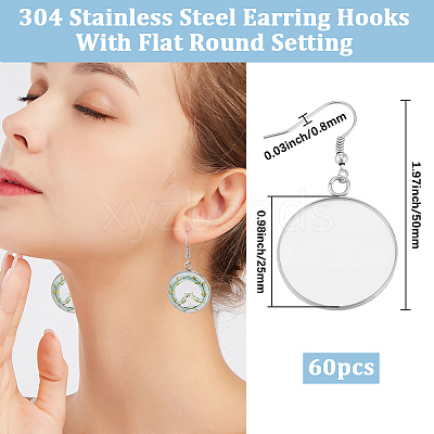 60Pcs 304 Stainless Steel Earring Hooks STAS-BBC0009-93D-1