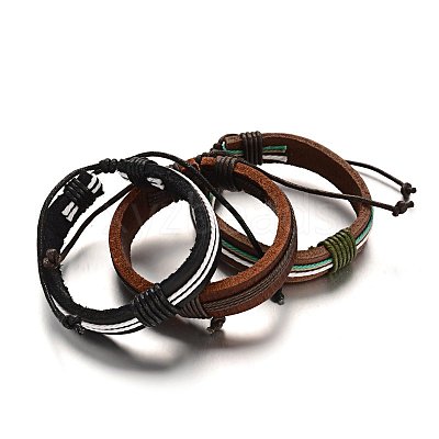 Adjustable Leather Cord Bracelets BJEW-M169-14-1