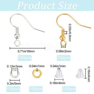 200Pcs 2 Color Brass Earring Hooks KK-SP0001-43-1