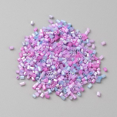 Opaque Colours Glass Hexagon Bugle Beads GLAA-TAC0005-008B-1