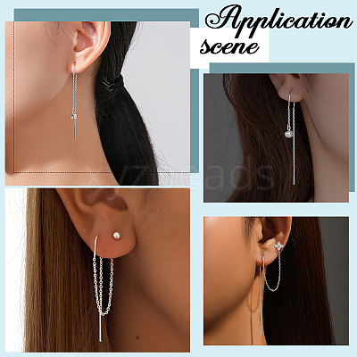 2 Pairs Sterling Silver Stud Earring Findings STER-BBC0007-08-1