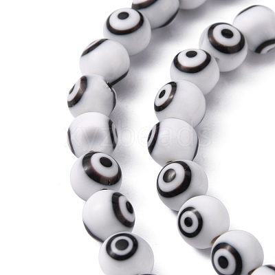 Handmade Evil Eye Lampwork Round Bead Strands LAMP-L055-8mm-09-1