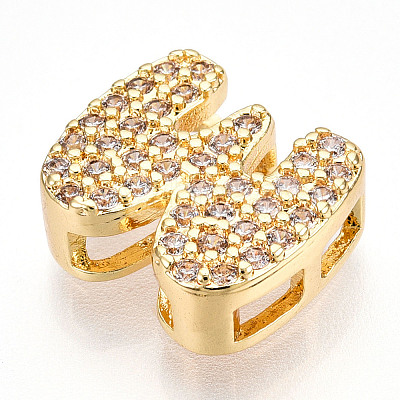 Brass Micro Pave Cubic Zirconia Charms KK-N254-217G-W-1