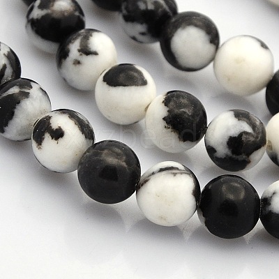 Round Natural Zebra Jasper Gemstone Beads Strands G-N0120-31-8mm-1