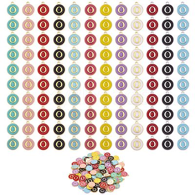 120Pcs 12 Colors Golden Plated Alloy Charms ENAM-SZ0001-64O-1