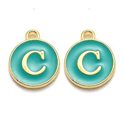 Golden Plated Alloy Enamel Charms ENAM-Q437-15C-1