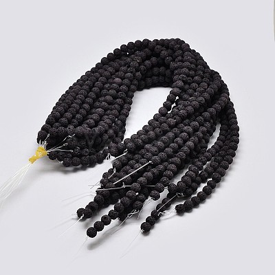 Natural Lava Rock Round Bead Strands G-I124-8mm-10-1