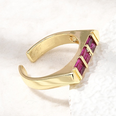 Brass Micro Pave Cubic Zirconia Cuff Open Rings for Women RJEW-L343-02G-05-1