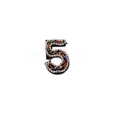 Number Colorful Rhinestone Patches DIY-WH0308-25E-1