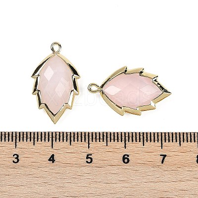 Natural Rose Quartz Faceted Leaf Pendants G-I375-04G-05-1