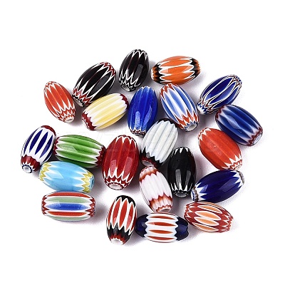 Handmade Millefiori Glass Barrel Beads LA-N002-03-1