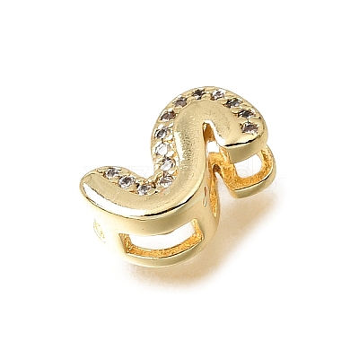Brass Micro Pave Clear Cubic Zirconia Initial Spacer Bars KK-E802-34G-S-1