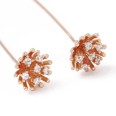 Brass Micro Pave Clear Cubic Zirconia Flower Head Pins KK-G413-01KCG-1