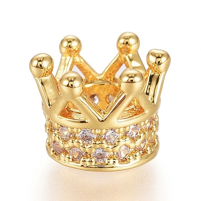 Brass Micro Pave Cubic Zirconia Beads ZIRC-G166-39G-1