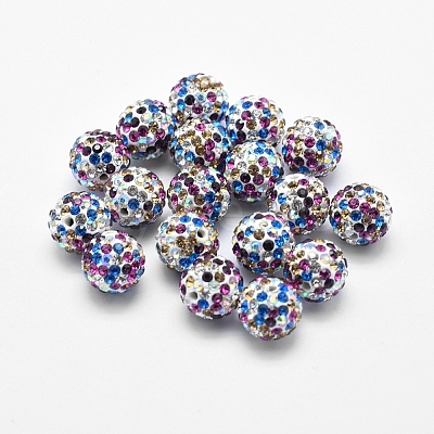 Handmade Polymer Clay Rhinestone Beads RB-L030-18C-10mm-1