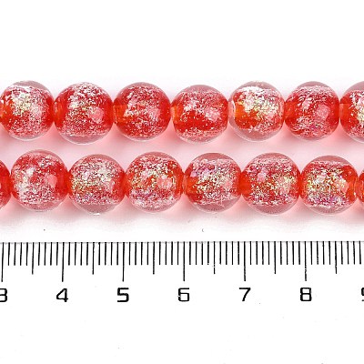 Handmade Gold Foil Lampwork Beads Strands LAMP-Q002-01G-1