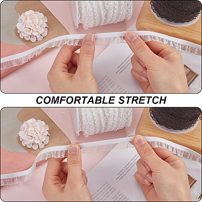 Nylon Chiffon Elastic Lace Trim OCOR-WH0082-159D-1