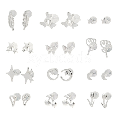2 Pairs Alloy Stud Earrings for Women EJEW-FS0001-27F-1