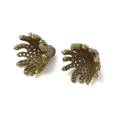 Brass Micro Pave Clear Cubic Zirconia Bead Caps ZIRC-P085-11AB-1