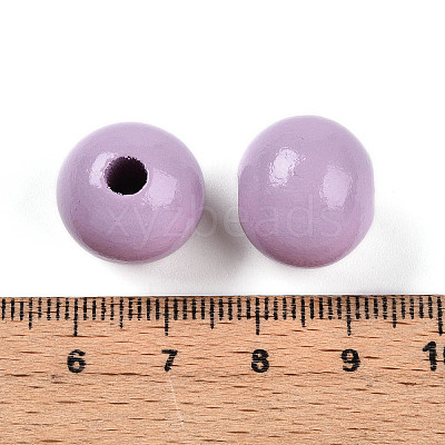 Painted Natural Wood Beads WOOD-A018-16mm-09-1