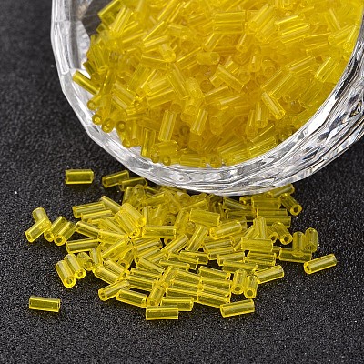 Transparent Colours Round Hole Glass Bugle Beads SEED-I001-10-1