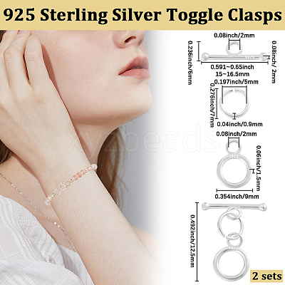 925 Sterling Silver Toggle Clasps STER-BBC0008-56-1