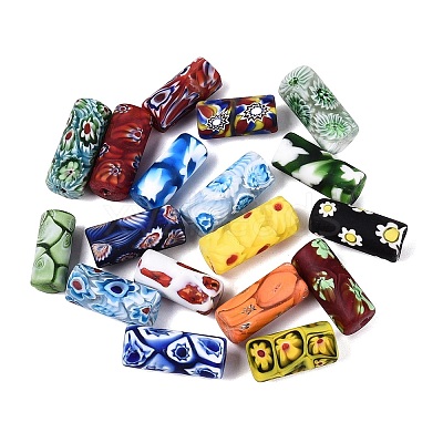 Handmade Millefiori Glass Column Beads LA-N001-02E-01-1