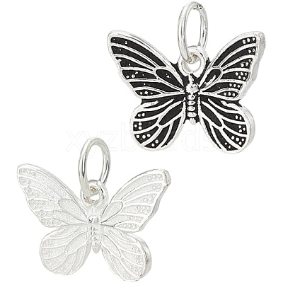 2Pcs 2 Colors 925 Sterling Silver Butterfly Charms STER-PH0002-73-1