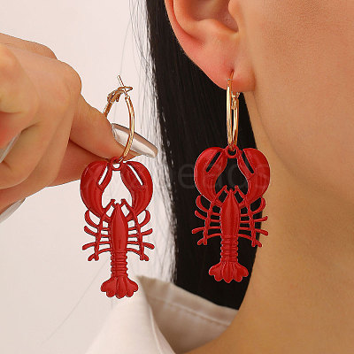 Lobster Alloy Enamel Hoop Earrings WG3E1EE-01-1