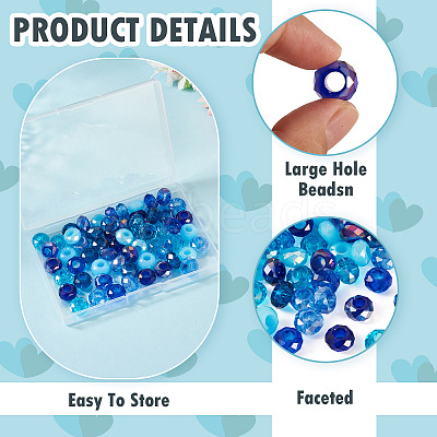 60Pcs 12 Colors Blue Color Theme Glass European Beads GPDL-TA0001-10-1
