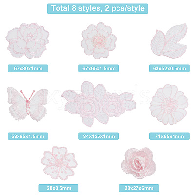 16Pcs 8 Style Polyester Lace Computerized Embroidery Ornament Accessories DIY-AR0002-37-1