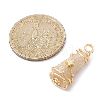 Electroplated Natural Quartz Crystal Dyed Copper Wire Wrapped Pendants PALLOY-JF02326-07-1