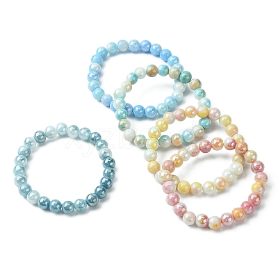 Electroplated Glass Bead Stretch Bracelets for Women BJEW-JB09483-1